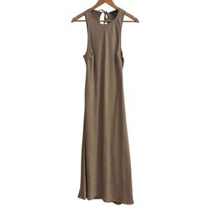 House of Harlow Revolve Women’s Elegant Satin Bronze Sleeveless Maxi Slip Dress